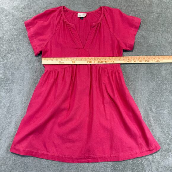 Universal Thread Linen Blend Mini Dress XS Babydoll Short Sleeves Pink Beach - Picture 4 of 6